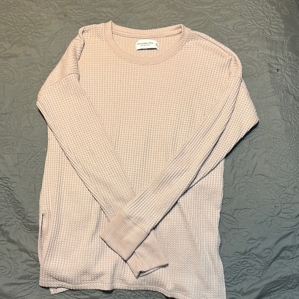Abercrombie & Fitch Soft Pink Waffle Knit Top